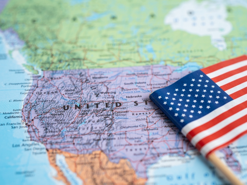 Foto der USA auf der Landkarte